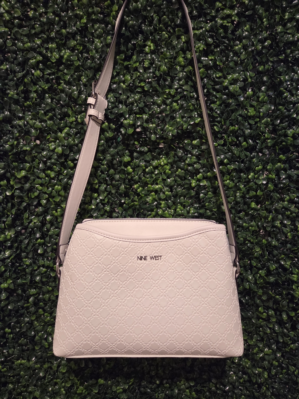 Nine West White Quilted Crossbody Bag